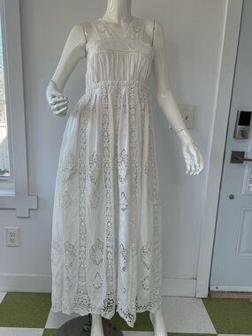 Nightcap Clothing White Cotton Lace Maxi Dress Boho Cottagecore Romantic Size 2